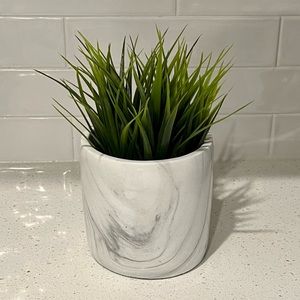 White Marble Ceramic Planter with Plant Bundle